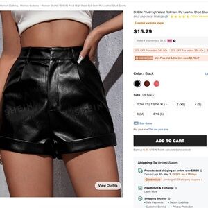 SHEIN Privé High Waist Roll Hem PU Leather Short Shorts